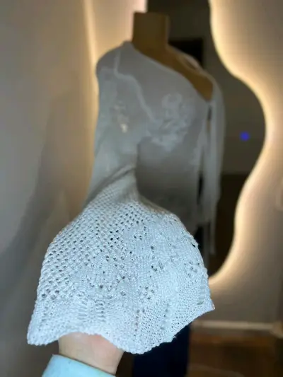 Cárdigan tejido blanco para mujer - miniatura 2