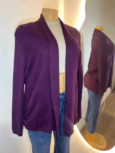 Cárdigan morado de punto para mujer - miniatura 1