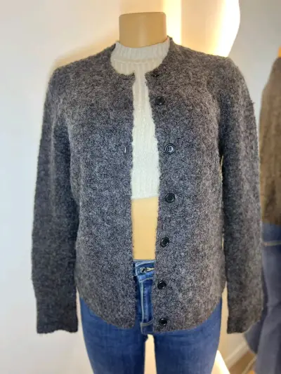 Chaleco de lana gris para mujer - miniatura 3