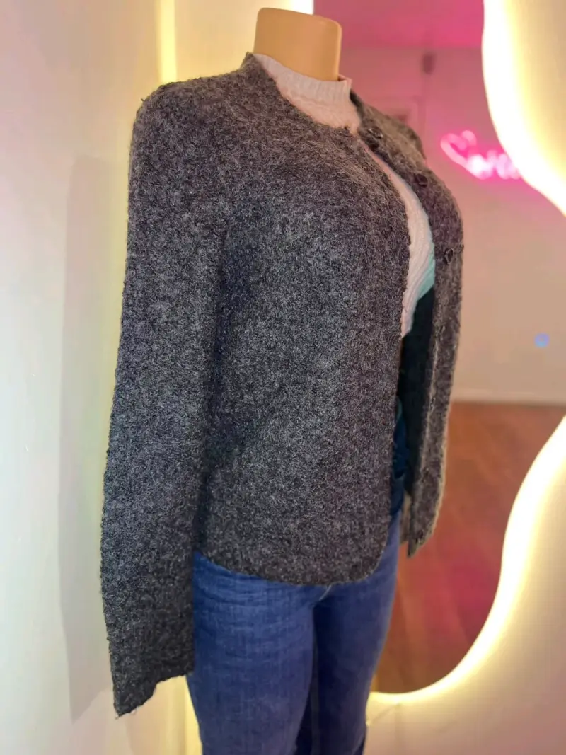 Chaleco de lana gris para mujer - 4