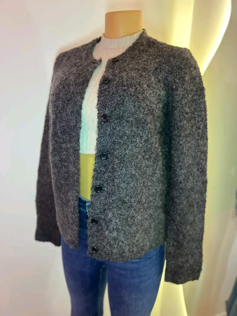 Chaleco de lana gris para mujer - 5
