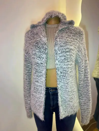 Cárdigan de punto gris para mujer - miniatura 1