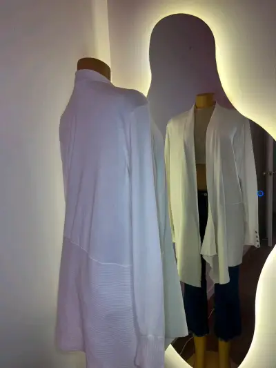 Cárdigan blanco largo para mujer - miniatura 2