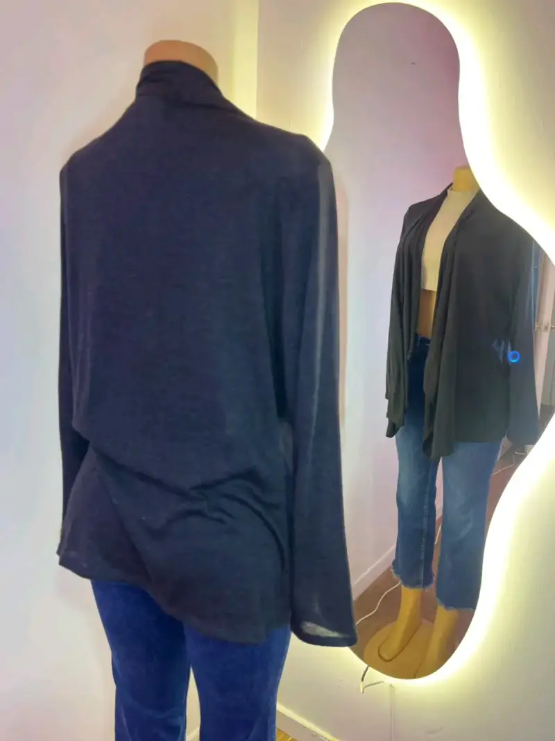 Cárdigan abierto gris oscuro para mujer - 3