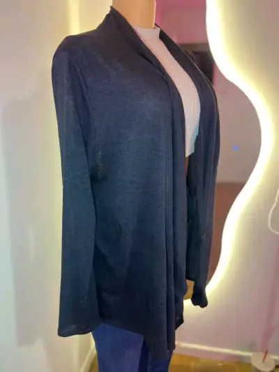 Cárdigan abierto gris oscuro para mujer - miniatura 4