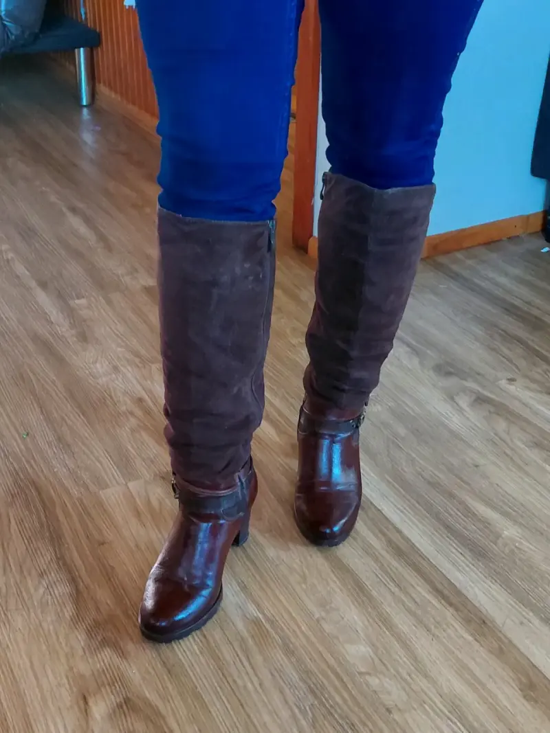 Botas de cuero marrón con tacón alto - 6