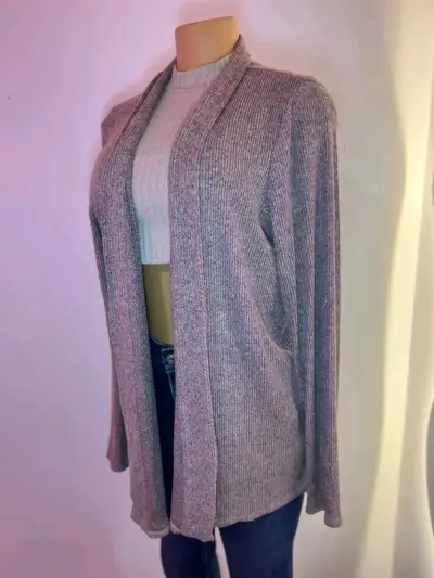 Cárdigan abierto gris para mujer - miniatura 1