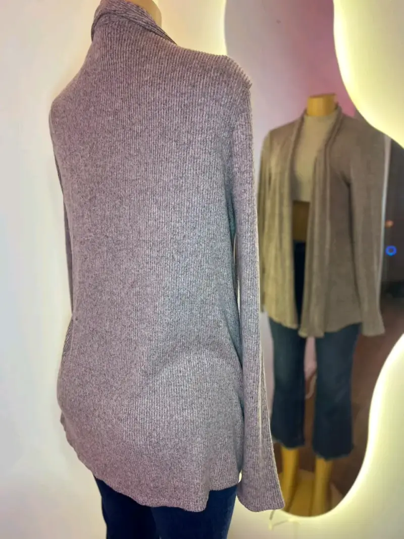 Cárdigan abierto gris para mujer - 2