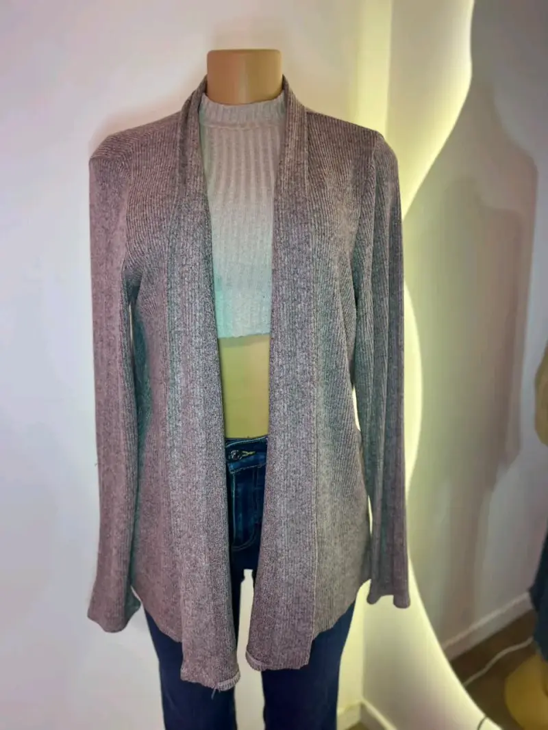 Cárdigan abierto gris para mujer - 3