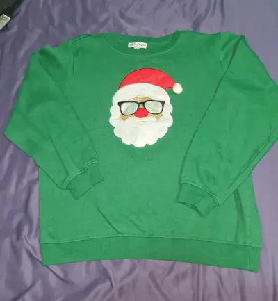 Suéter Navideño Verde con Santa Claus hipster - miniatura 1