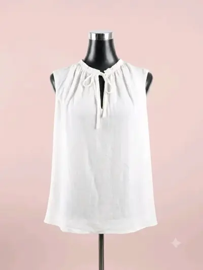 Blusa sin mangas blanca con lazo - miniatura 1