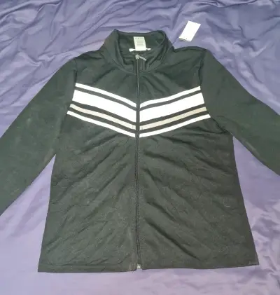 Chaqueta deportiva negra con franjas blancas - miniatura 1