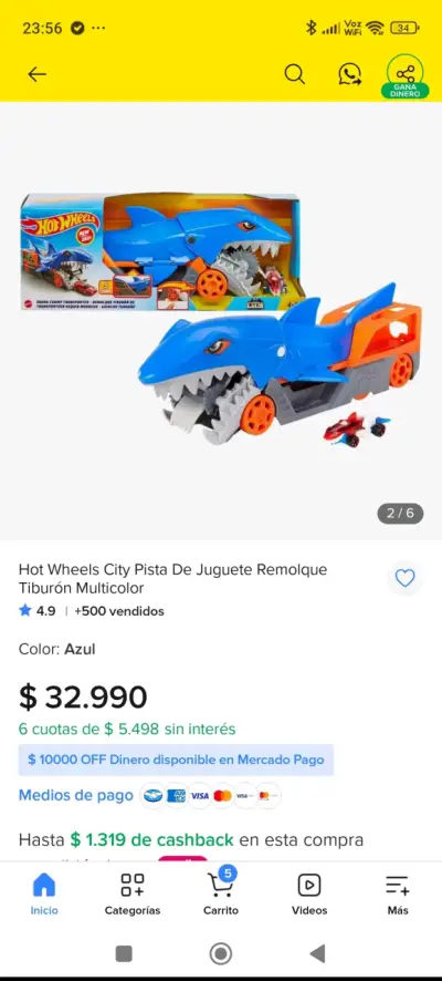 Coche de juguete tiburón Hot Wheels - miniatura 2