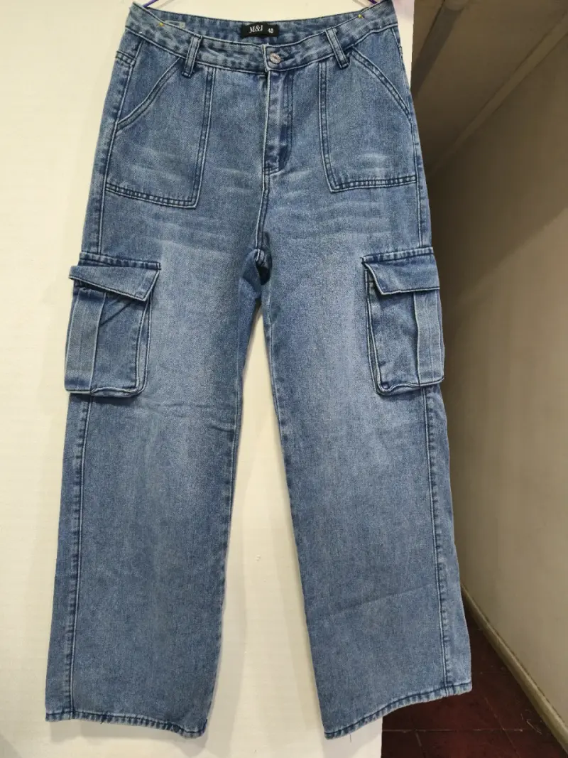 Pantalones cargo de mezclilla gris M&J - 2