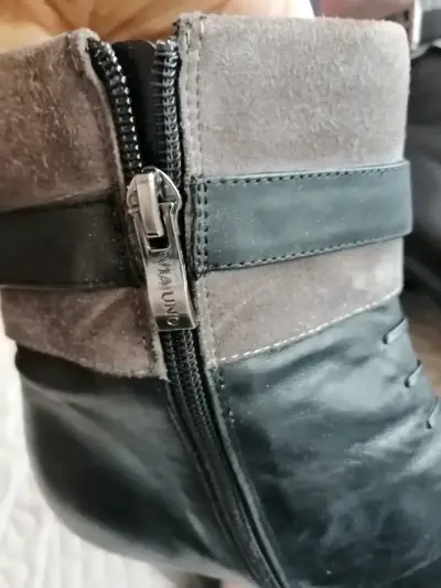 Botines de cuero y gamuza con cierre lateral - miniatura 1
