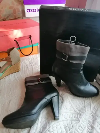 Botines de cuero y gamuza con cierre lateral - miniatura 3