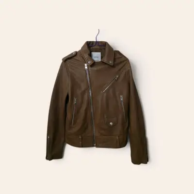 Chaqueta de cuero marrón vintage - miniatura 1