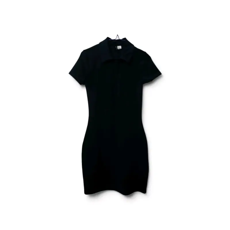Vestido azul marino casual con cuello polo - 1