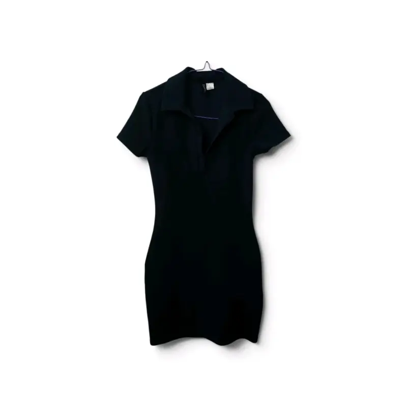 Vestido azul marino casual con cuello polo - 2
