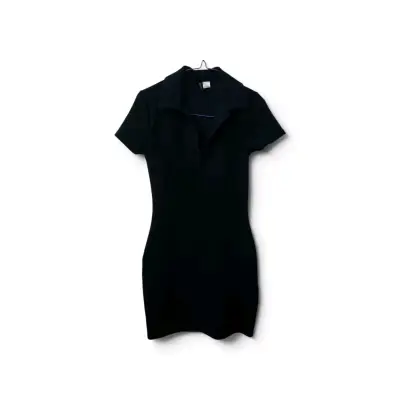 Vestido azul marino casual con cuello polo - miniatura 2