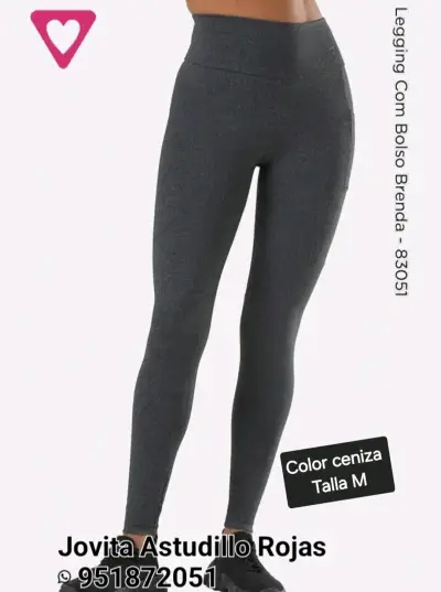 Leggings deportivos color ceniza con bolsillo - miniatura 1