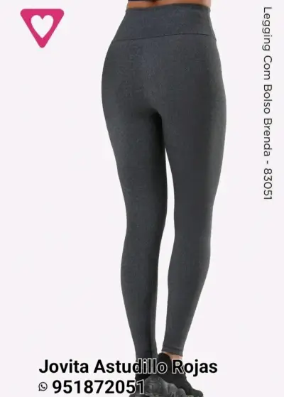 Leggings deportivos color ceniza con bolsillo - miniatura 3