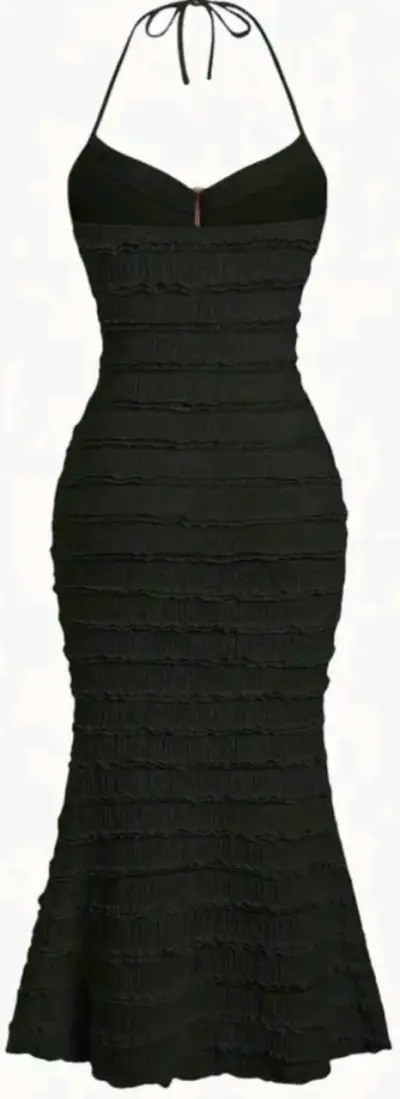 Vestido negro ajustado con tirantes - miniatura 1