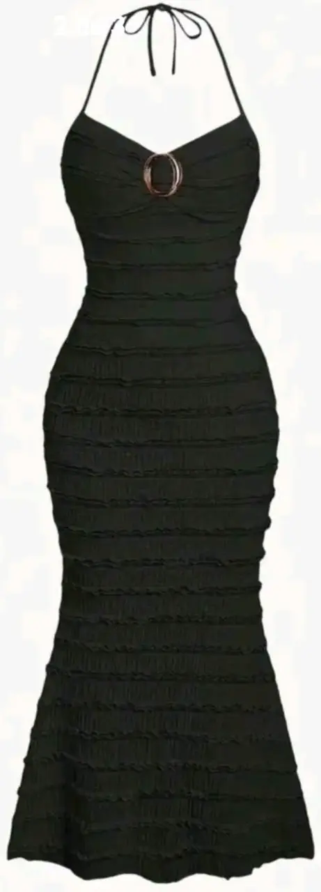 Vestido negro ajustado con tirantes - 2