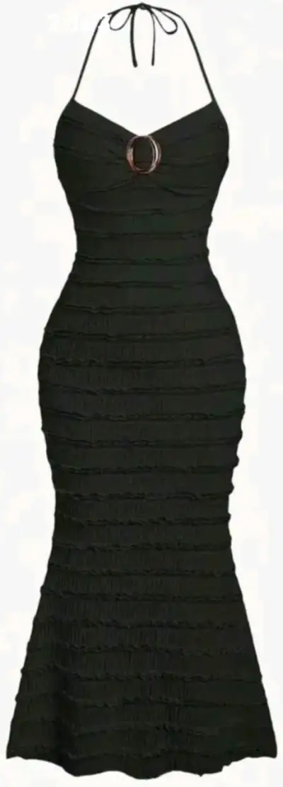 Vestido negro ajustado con tirantes - miniatura 2