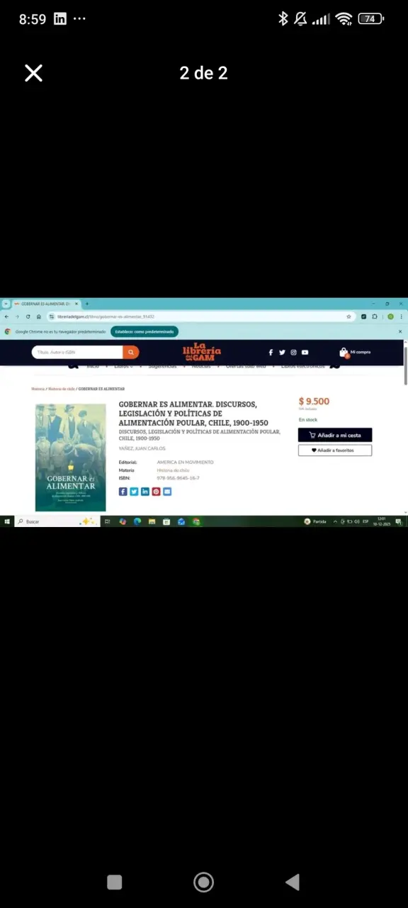 Libro Gobernar es Alimentar - Historia de Chile - 2