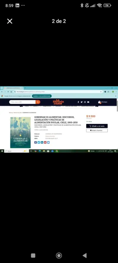 Libro Gobernar es Alimentar - Historia de Chile - miniatura 2
