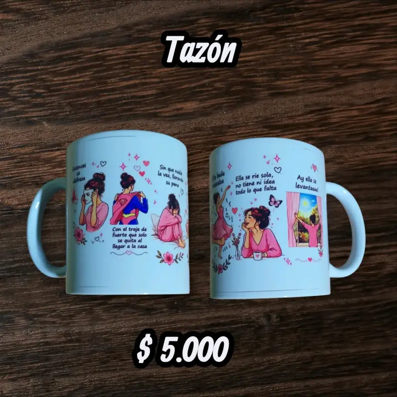 Tazón con diseño ilustrado de frases motivacionales