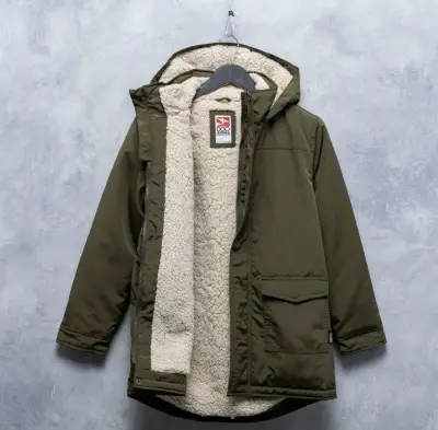 Parka verde con forro de lana para invierno - miniatura 1