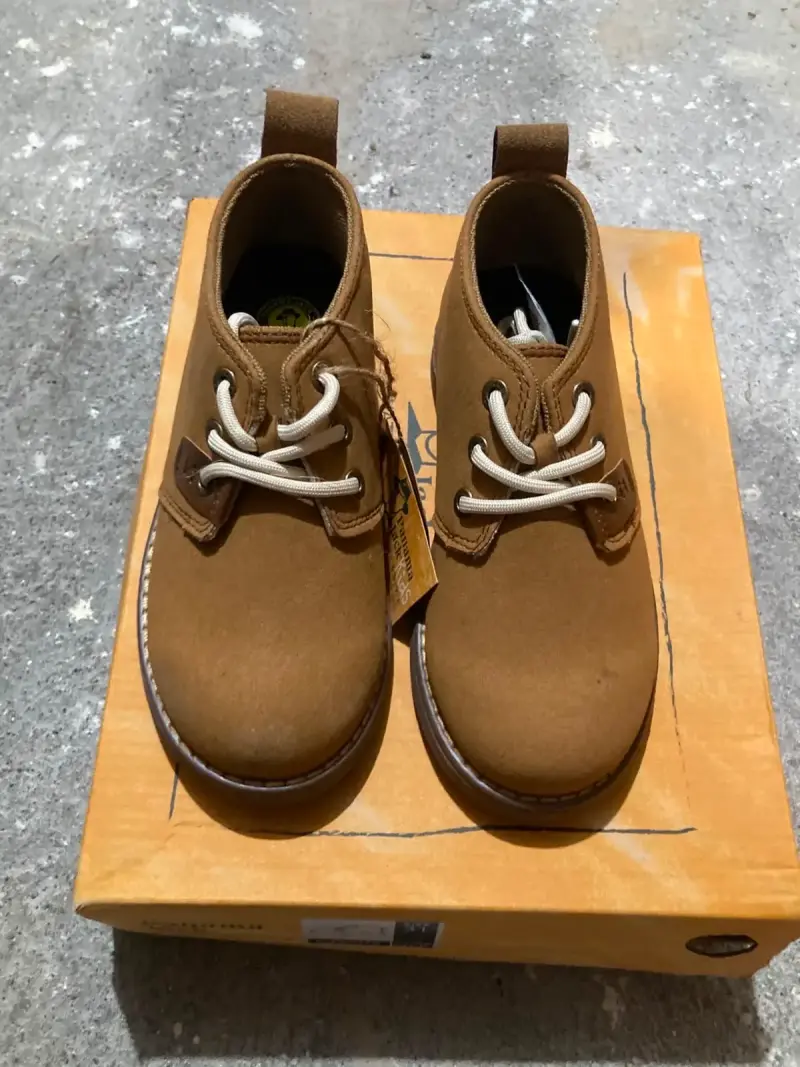 Botines de cuero marrón para niños con cordones - 1