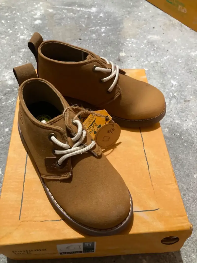 Botines de cuero marrón para niños con cordones - 2