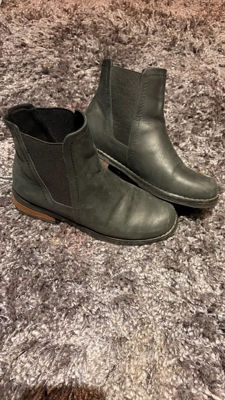 Botines de cuero negro para mujer talla 37 - 1
