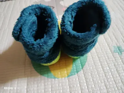 Botines de bebé azul y verde con forro polar - miniatura 4