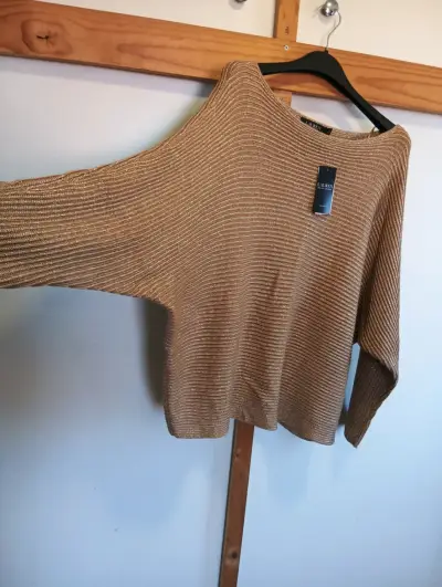 Suéter dorado de mujer Lauren con brillo - miniatura 1