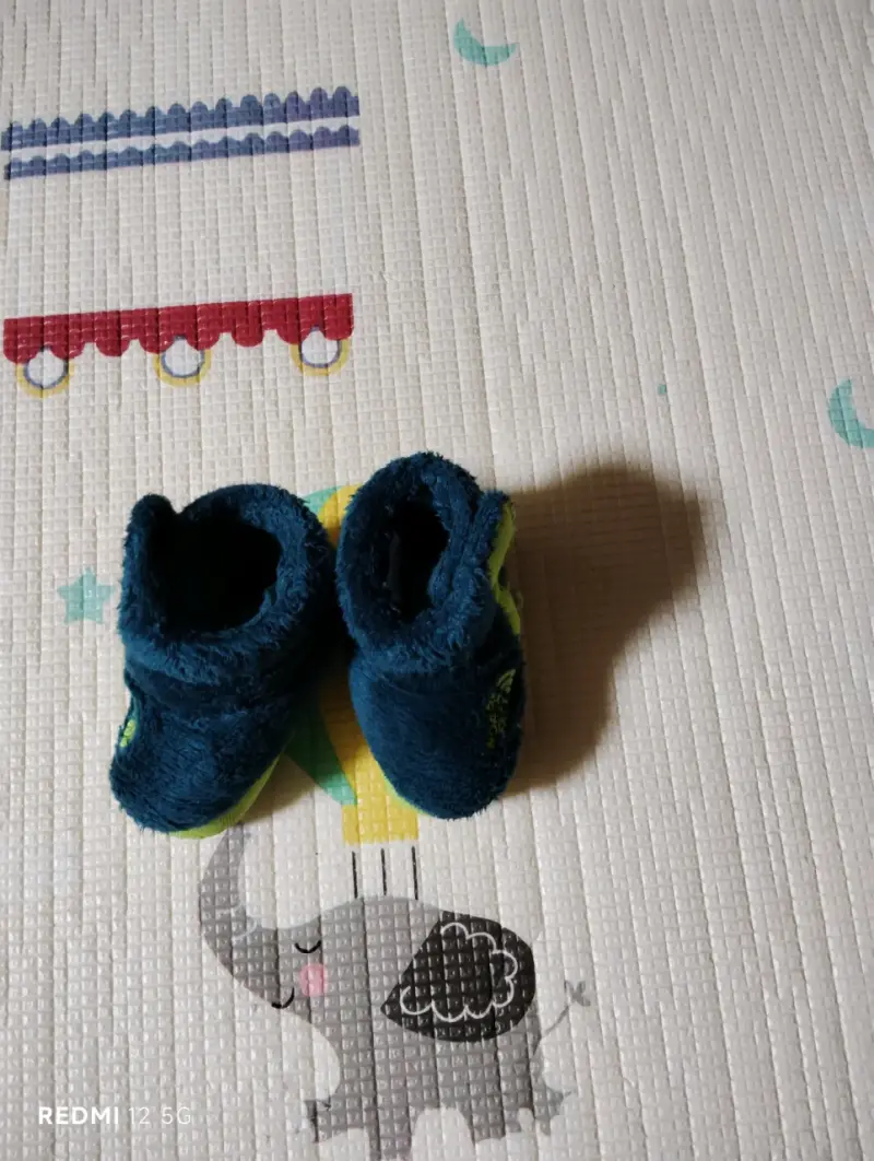 Botines de bebé azul y verde con forro polar - 5