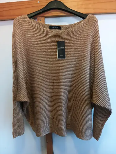 Suéter dorado de mujer Lauren con brillo - miniatura 2