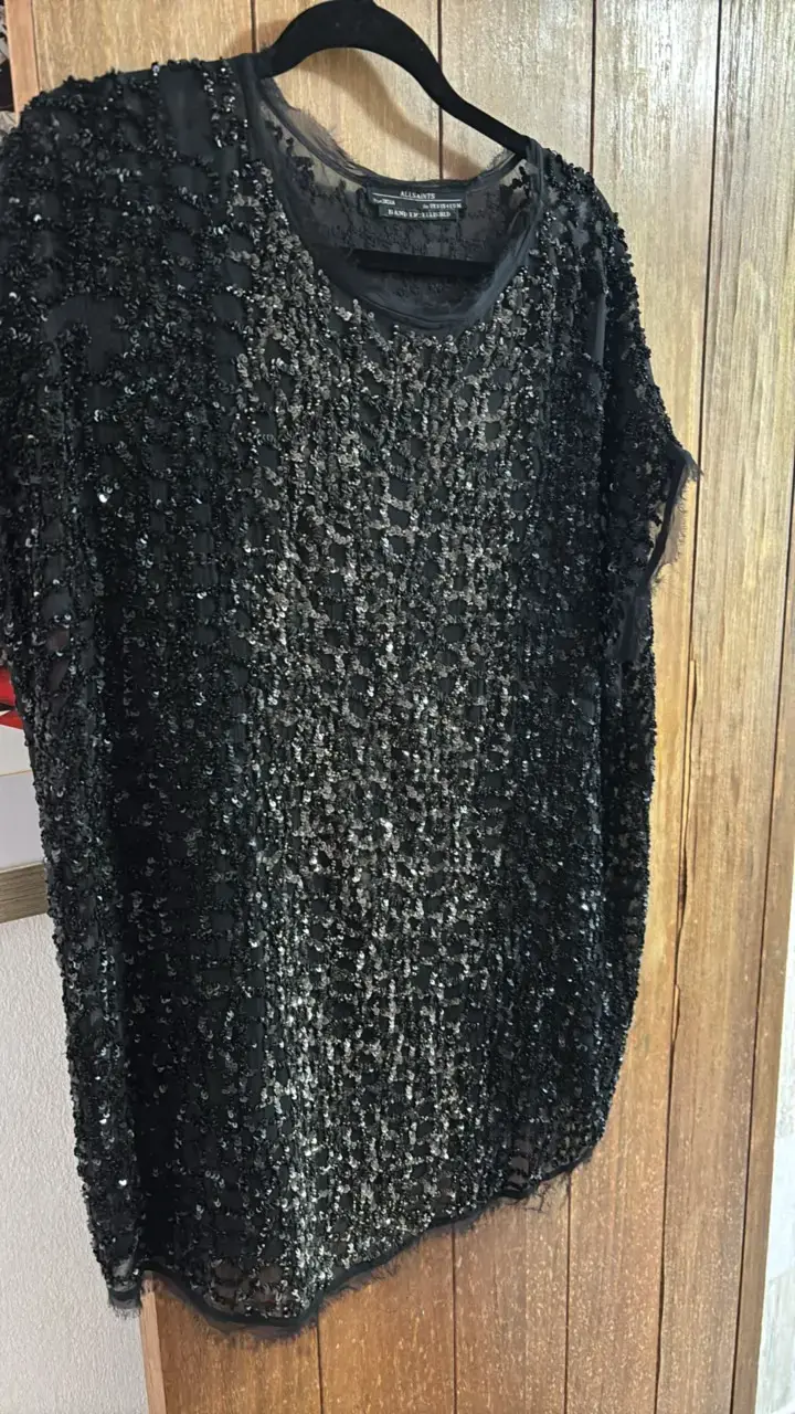 Vestido/blusa negra con lentejuelas AllSaints - 1