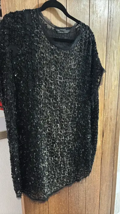 Vestido/blusa negra con lentejuelas AllSaints - miniatura 1