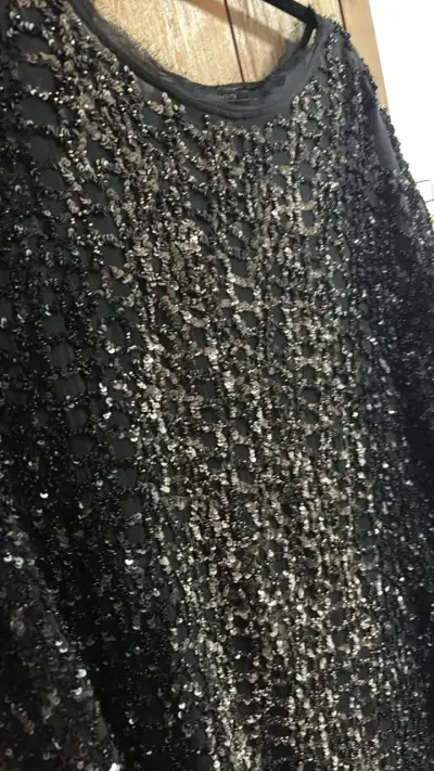 Vestido/blusa negra con lentejuelas AllSaints - miniatura 3