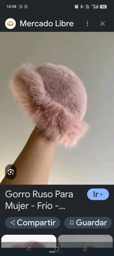 Gorro de invierno negro con forro de piel sintética - miniatura 2