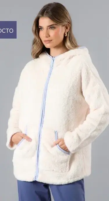 Chaqueta de felpa con capucha para mujer - miniatura 1
