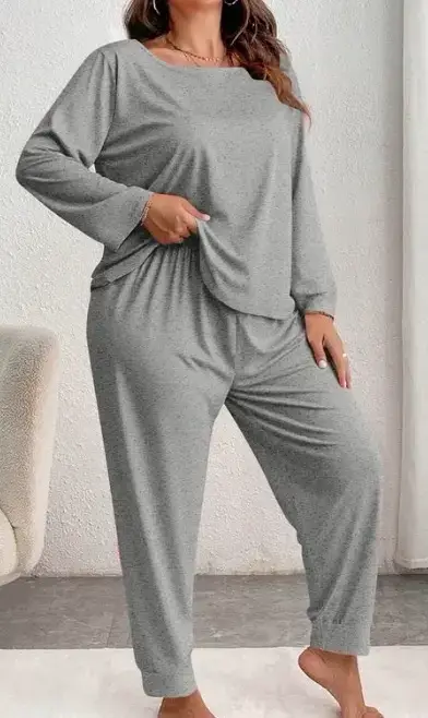 Pijama mujer gris cómodo y suave - miniatura 1