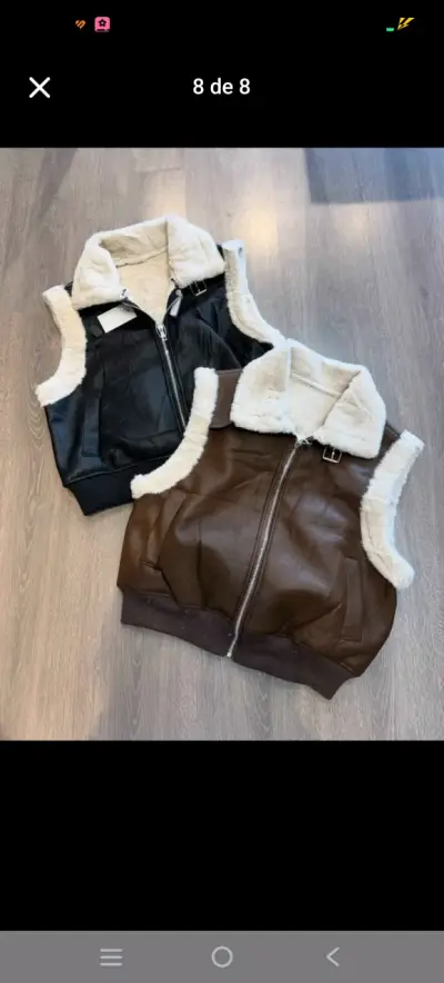 Chaqueta sin mangas de ecocuero con forro de chipo - miniatura 3
