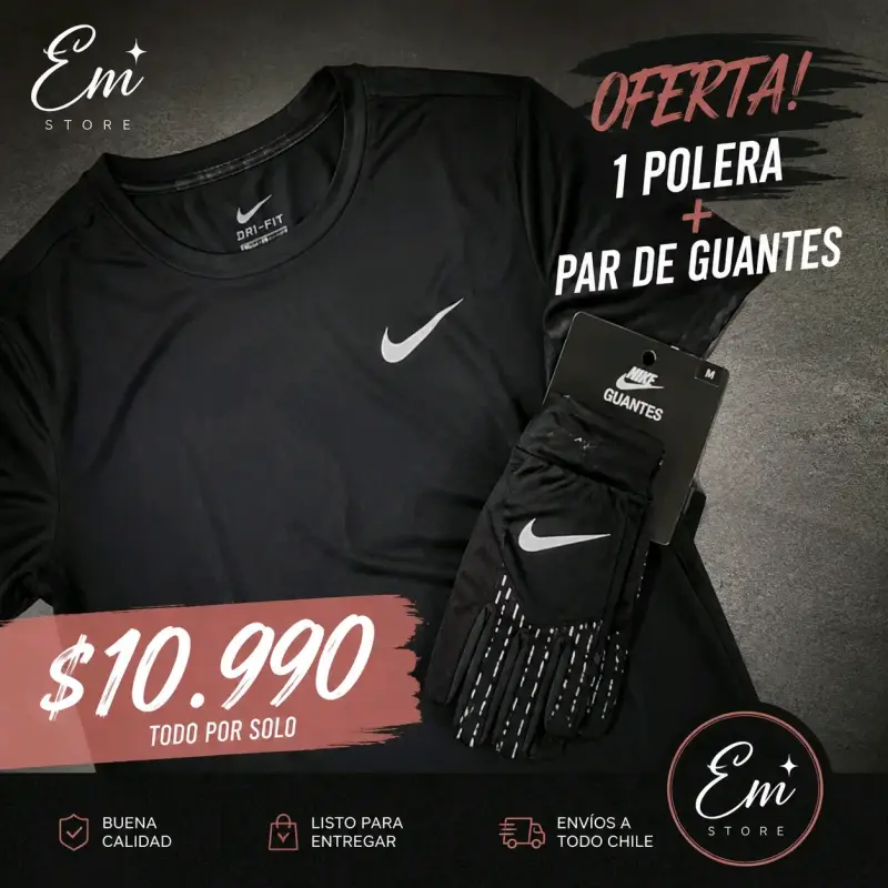 Conjunto Pimera capa y Guantes Nike Dri-Fit Negro