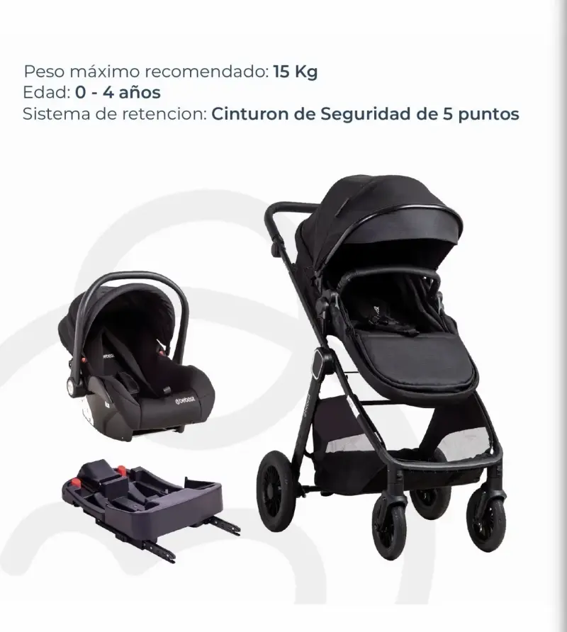 Coche de bebé Bebesit Sunset Isofix negro - 3