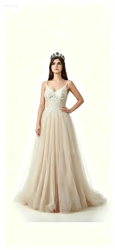 Vestido de novia elegante, con corsett y Corona - miniatura 1